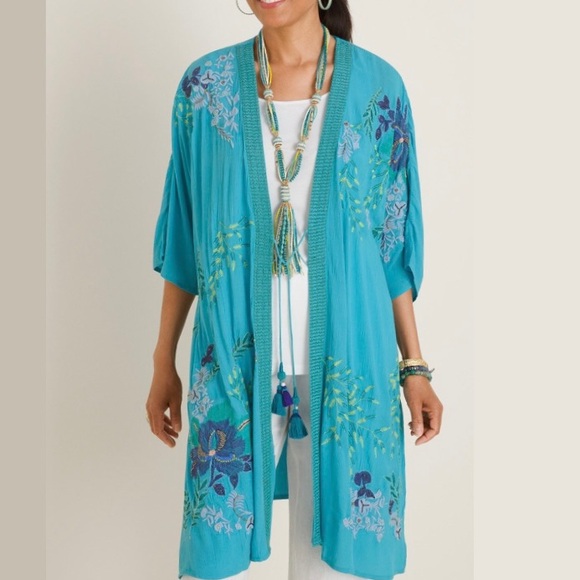 Chico's Accessories - Chico’s Beachy Embroidered Cardigan